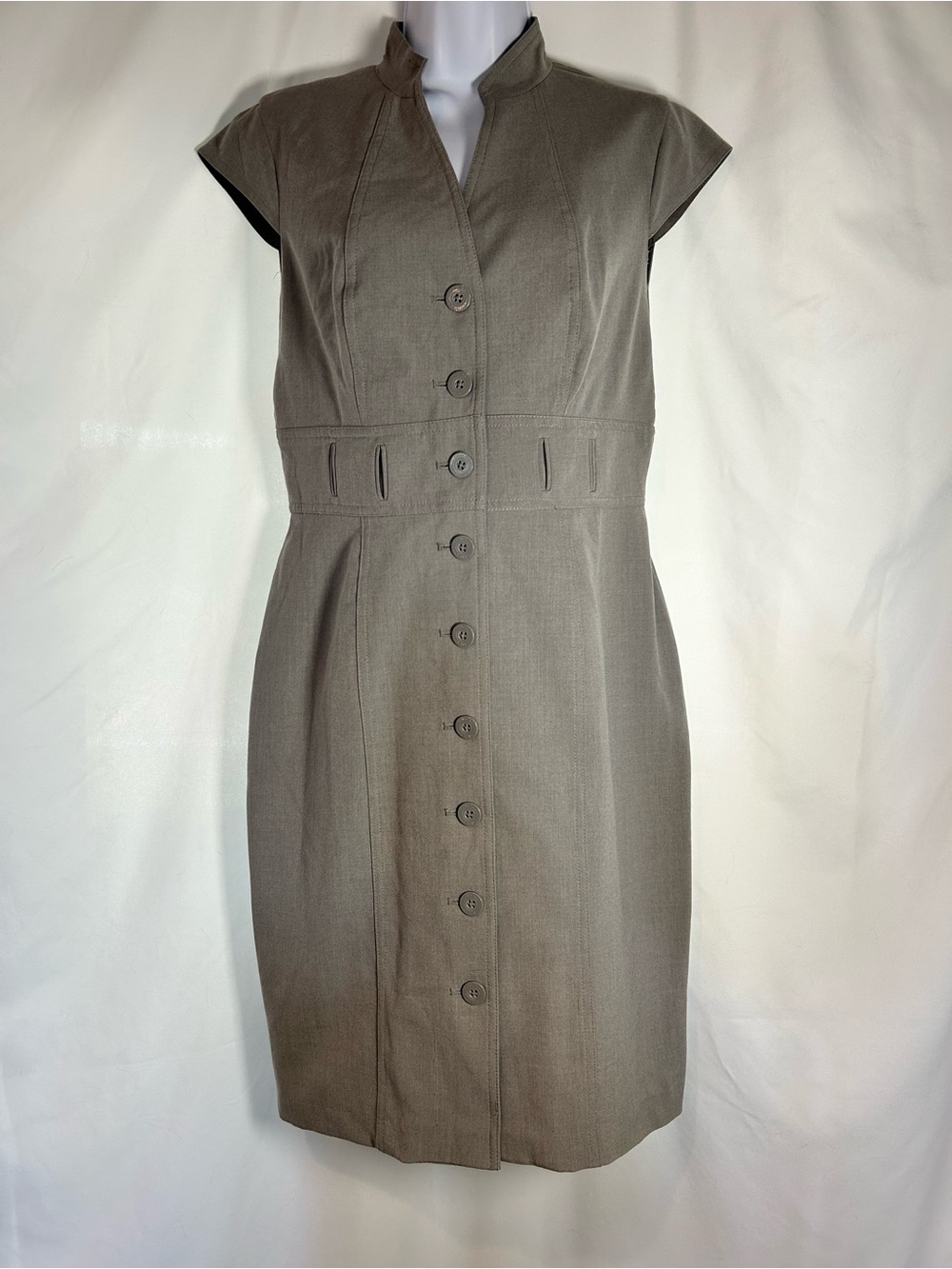 Calvin Klein Gray Tailored Button Front Sheath Dress Size 6